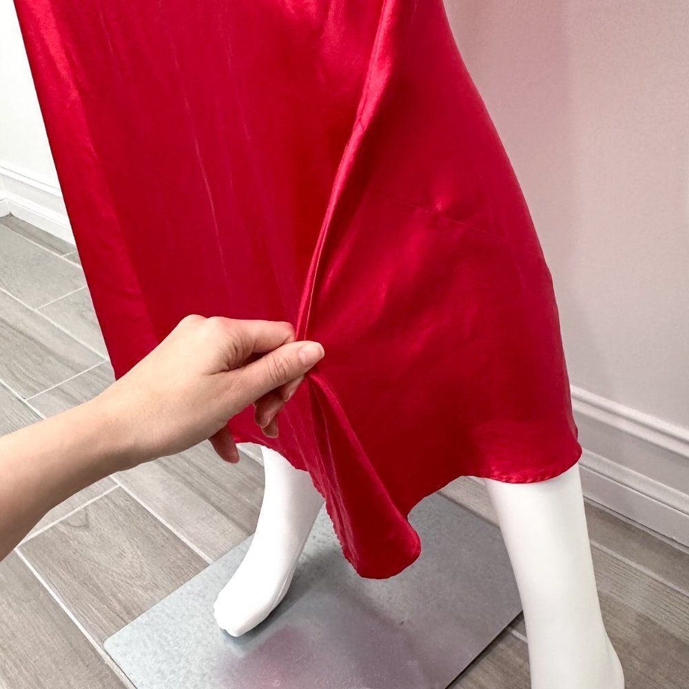 Victoria’s Secret Vintage Y2K Silk Slip Dress Maxi Mesh Detail in Red Women's - Picture 9 of 16